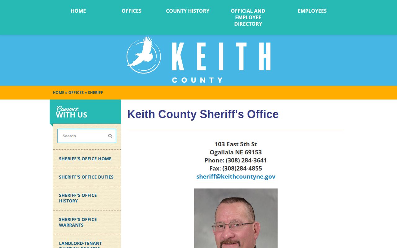 Keith County Sheriff page used to reach current inmate information